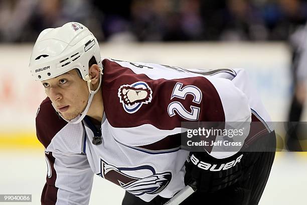 Chris Stewart of the Colorado Avalanche skates against the Los Angeles Kings at Staples Center on February 13, 2010 in Los Angeles, California.