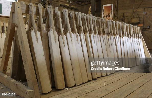 Bat Making Cricket bats awaiting manufacture by craftsman Julian Milichamp are ...