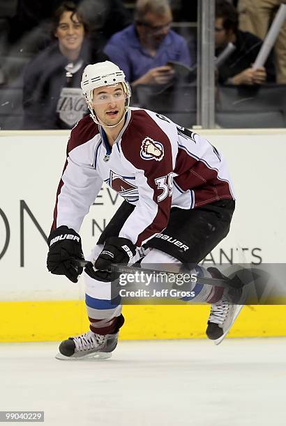 Galiardi of the Colorado Avalanche skates prior to the game against the Los Angeles Kings at Staples Center on February 13, 2010 in Los Angeles,...