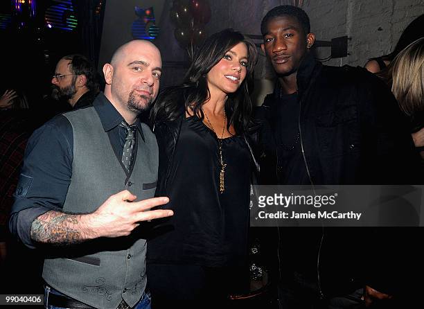 Chris Santos,Co Owner of The Stanton Social,Sofia Vergara and Antrel Rolle of the New York Giants attend The Stanton Social 5 Year Anniversary at The...