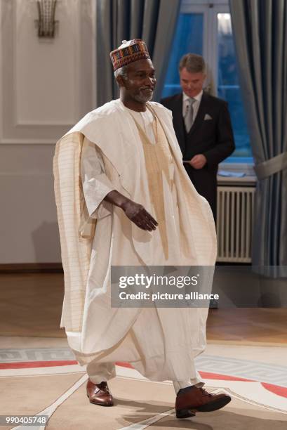 Nigerian diplomat Yusuf Maitama Tuggar attends German President Frank-Walter Steinmeier's annual New Year's reception for the diplomatic corps in...