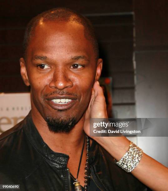 Actor Jamie Foxx attends a signing for Victoria Rowell's book "Secrets of a Soap Opera Diva" at Barnes & Noble Booksellers at The Grove on May 11,...