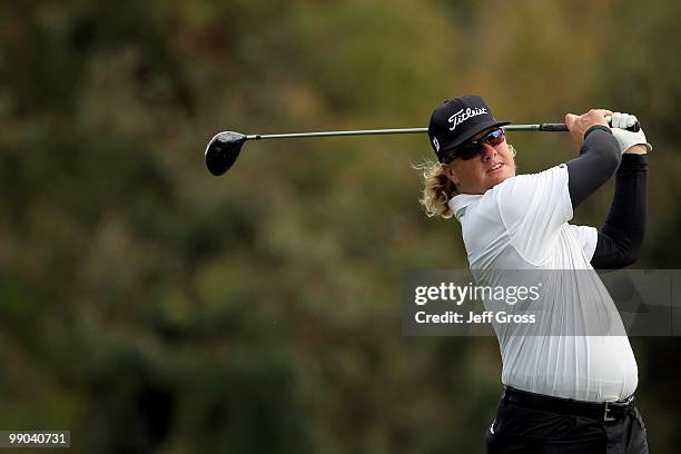 Charley Hoffman hits a shot during the third round of the Northern Trust Open at Riviera Country Club on February 6, 2010 in Pacific Palisades,...