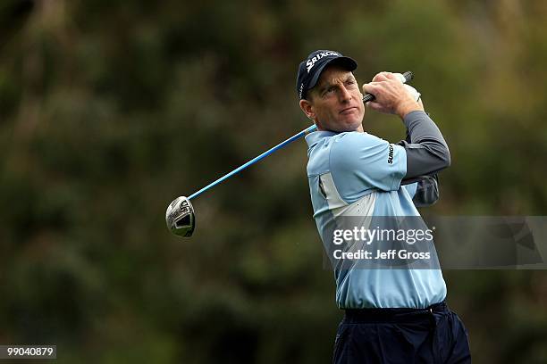 Jim Furyk hits a shot during the third round of the Northern Trust Open at Riviera Country Club on February 6, 2010 in Pacific Palisades, California.