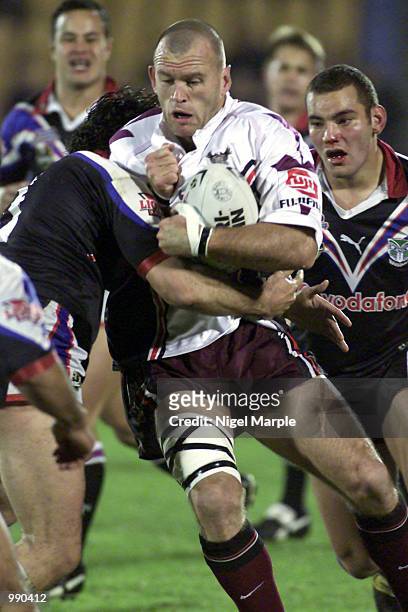 Adam Muir of the Eagles hits up during the round 15 NRL match between the New Zealand Warriors and the Northern Eagles at Ericsson Stadium, Auckland,...