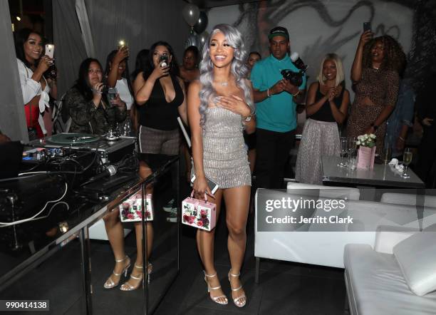 Saweetie attends her Birthday Dinner at Katsuya on July 2, 2018 in Los Angeles, California.