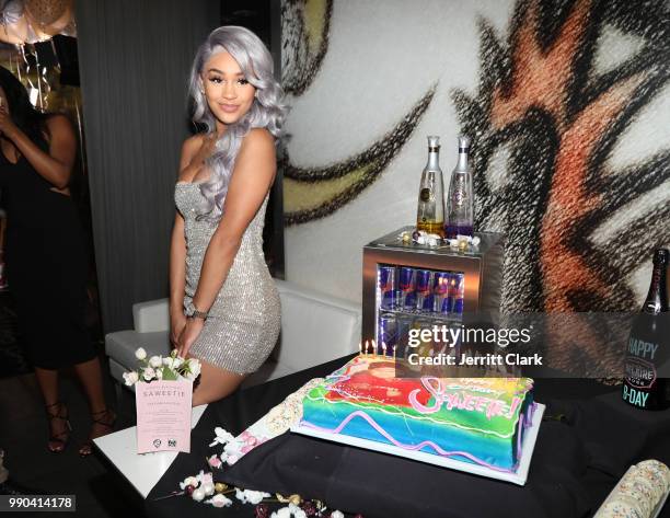 Saweetie celebrates her Birthday at Katsuya on July 2, 2018 in Los Angeles, California.