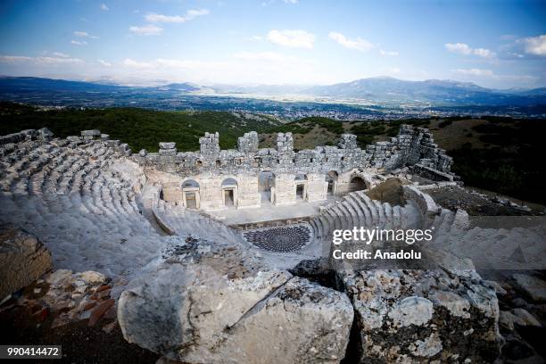 View of Medusa mosaic in Turkey's southern province of Burdur's ancient city of Kibyra on July 02, 2018. Approximately 2000 years old Medusa mosaic...