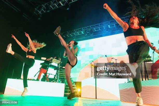 Singer Dua Lipa performs on stage during the Self-Titled Tour at WaMu Theater on July 2, 2018 in Seattle, Washington.