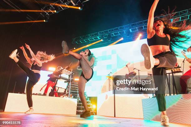 Singer Dua Lipa performs on stage during the Self-Titled Tour at WaMu Theater on July 2, 2018 in Seattle, Washington.