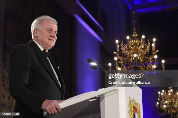 Premier of Bavaria Horst Seehofer speaking at a New Year reception at the Residenz in Munich, Germany, 12 January 2018. Photo: Felix Hörhager/dpa