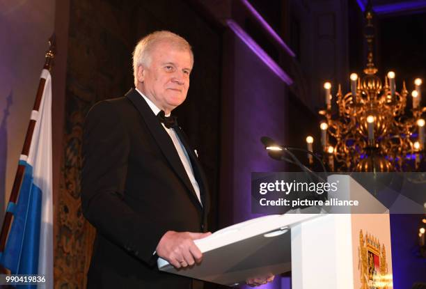 Premier of Bavaria Horst Seehofer speaking at a New Year reception at the Residenz in Munich, Germany, 12 January 2018. Photo: Felix Hörhager/dpa