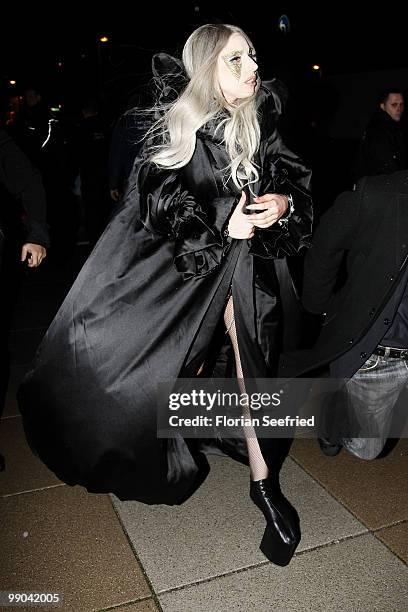 Lady Gaga leaves the O2 World after her concert on May 11, 2010 in Berlin, Germany.