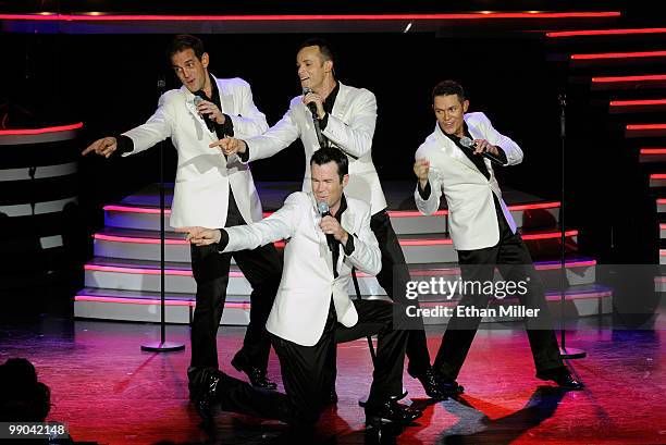 Australian vocal group Human Nature Toby Allen, Andrew Tierney, Phil Burton and Michael Tierney perform after announcing a two-year extension of...