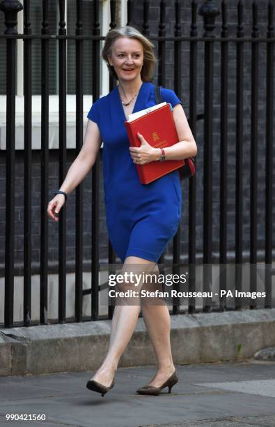 Chief Secretary to the Treasury Elizabeth Truss arrives in Downing Street, London, for a Cabinet meeting.