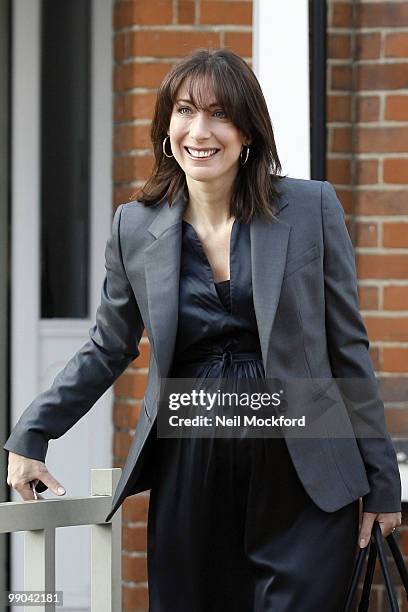 Samantha Cameron leaves her home on May 12, 2010 in London, England.