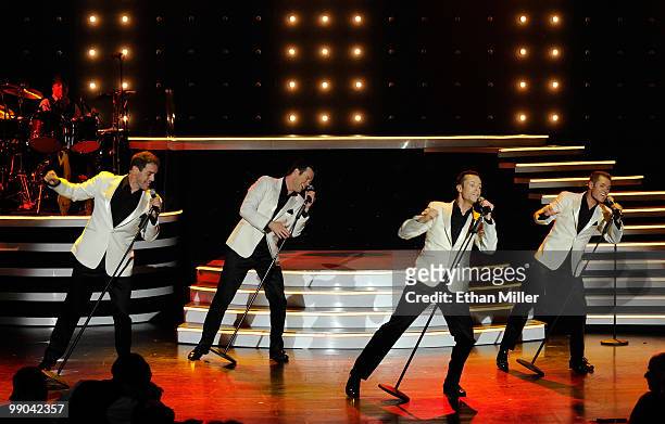 Australian vocal group Human Nature Toby Allen, Phil Burton, Andrew Tierney and Michael Tierney perform after announcing a two-year extension of...