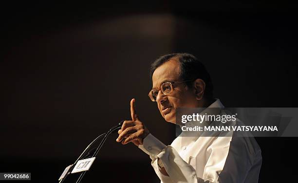 Indian Home Minister P. Chidambaram addresses a session by the Confederation of Indian Industry in New Delhi on May 12, 2010. An Indian state hit by...