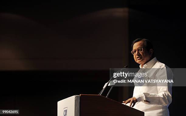 Indian Home Minister P. Chidambaram addresses a session by the Confederation of Indian Industry in New Delhi on May 12, 2010. An Indian state hit by...