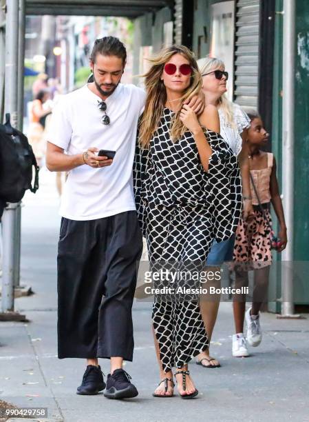 Heidi Klum with Tom Kaulitz and daughter Lou Samuel are seen in TriBeCa on July 2, 2018 in New York, New York.