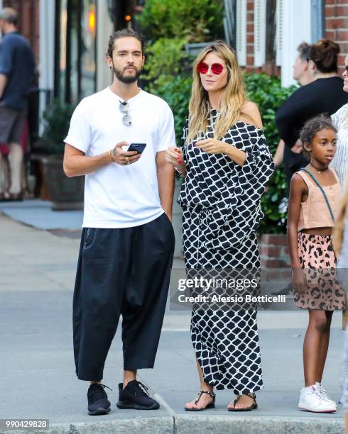 Heidi Klum with Tom Kaulitz and daughter Lou Samuel are seen in TriBeCa on July 2, 2018 in New York, New York.