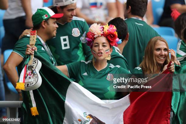 Fans before the game between Brazil and Mexico at the 2018 World Cup held in Arena Samara, Russia,.