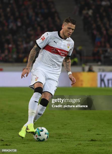 Stuttgart's Daniel Ginczek in action during the German Bundesliga football match between VfB Stuttgart and Hertha BSC at the Mercedes-Benz-Arena in...