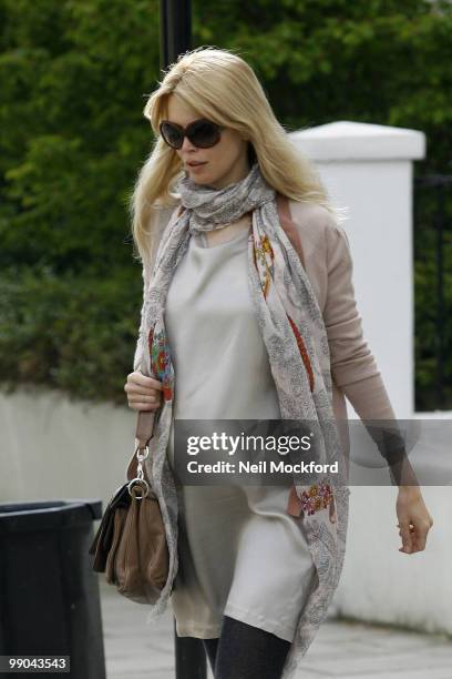 Claudia Schiffer sighted leaving her home on May 12, 2010 in London, England.