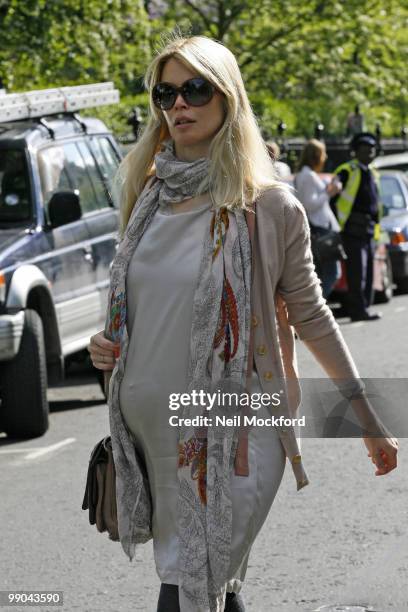 Claudia Schiffer sighted leaving her home on May 12, 2010 in London, England.