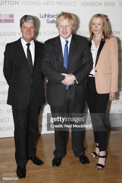 London Mayor Boris Johnson, Susan Whiteley and Yves Carcelle attend a photocall to launch the Louis Vuitton Young Arts Project at Royal Academy of...