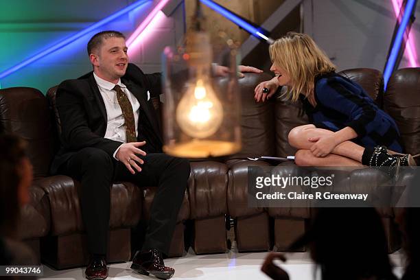 Host Edith Bowman interviews Plan B during a recording of the 'Evo Music Rooms' for Channel 4, in association with Punto Evo, at The Old Sorting...