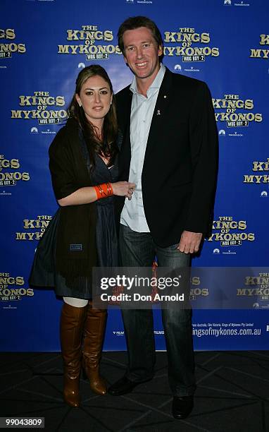 Sara Leonardi and Glen McGrath attend the premiere of "The Kings of Mykonos: Wog Boy 2" at Event Cinemas Bondi Junction on May 12, 2010 in Sydney,...