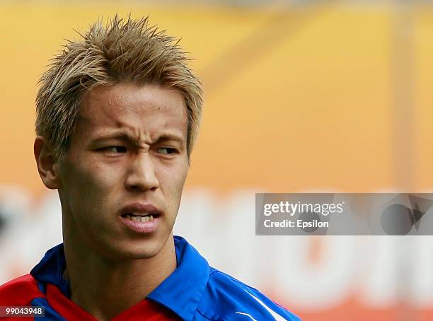 Keisuke Honda of PFC CSKA Moscow looks on during the Russian Football League Championship match between PFC CSKA Moscow and FC Terek Grozny at the...