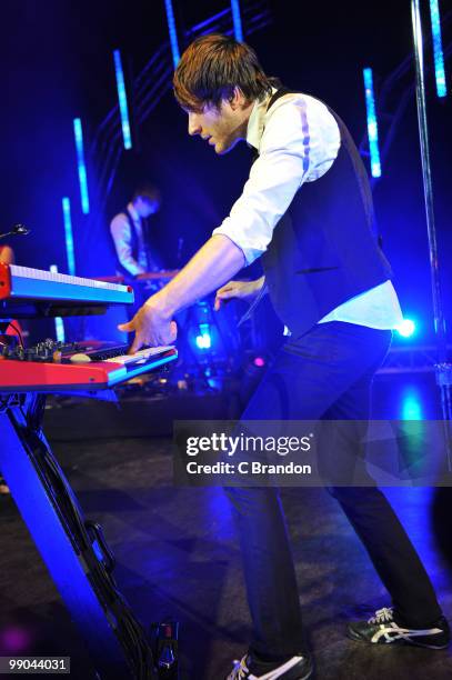 Adam Young of Owl City performs on stage at Shepherds Bush Empire on May 9, 2010 in London, England.