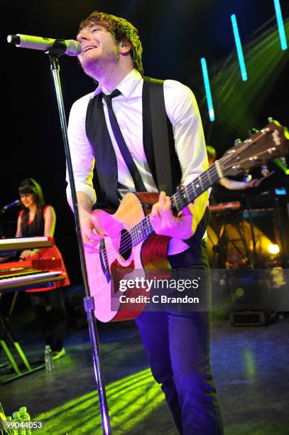 Adam Young of Owl City performs on stage at Shepherds Bush Empire on May 9, 2010 in London, England.