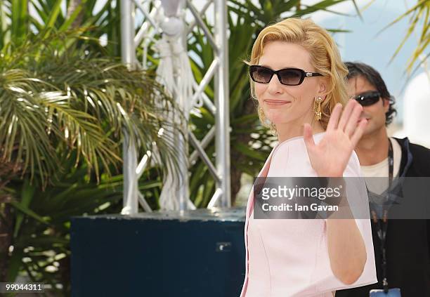 Actress Cate Blanchett attends the "Robin Hood|"Photocall at the Palais des Festivals during the 63rd Annual Cannes Film Festival on May 12, 2010 in...