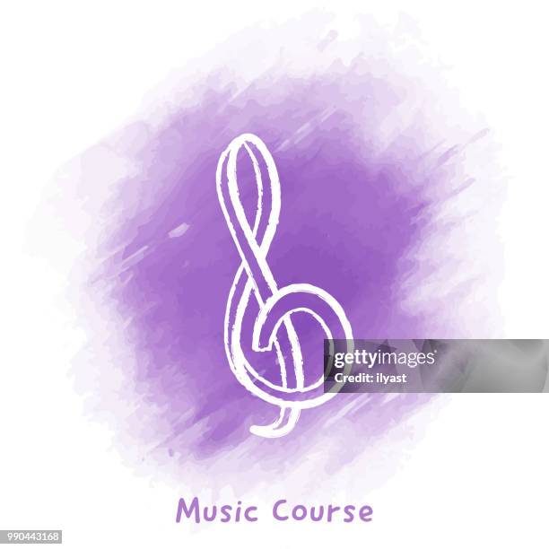 ilustrações de stock, clip art, desenhos animados e ícones de music course doodle watercolor background - instrumento baixo
