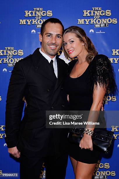 Alex Dimitriades and Angie Lake attend the premiere of "The Kings of Mykonos: Wog Boy 2" at Event Cinemas Bondi Junction on May 12, 2010 in Sydney,...