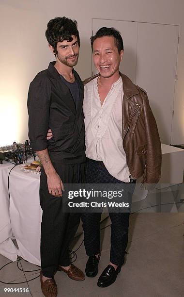 Devendra Banhart and designer Phillip Lim attend the 3.1 Phillip Lim Men's Fall 2010 preview dinner on May 11, 2010 in West Hollywood, California.