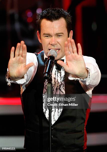 Singer Phil Burton of Human Nature performs after announcing a two-year extension of the Australian vocal group's headline show, "Smokey Robinson...