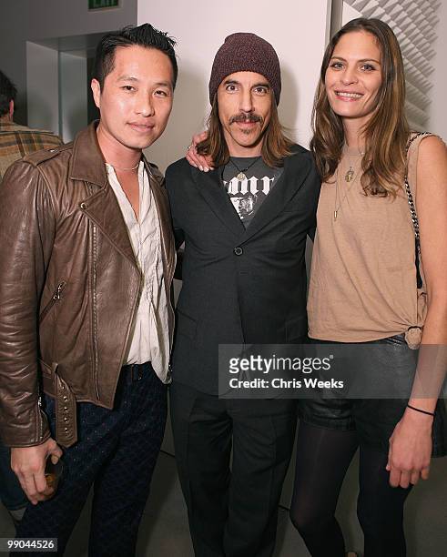 Designer Phillip Lim, Anthony Kiedis and model Frankie Rayder attend the 3.1 Phillip Lim Men's Fall 2010 preview dinner on May 11, 2010 in West...