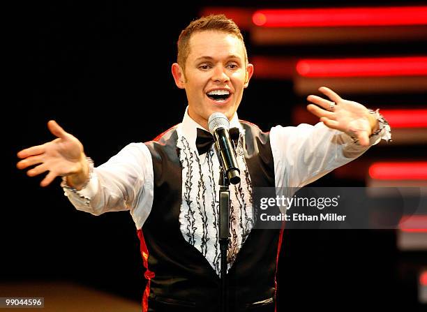 Singer Michael Tierney of Human Nature performs after announcing a two-year extension of the Australian vocal group's headline show, "Smokey Robinson...