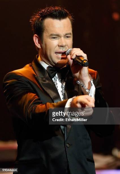Singer Phil Burton of Human Nature performs after announcing a two-year extension of the Australian vocal group's headline show, "Smokey Robinson...