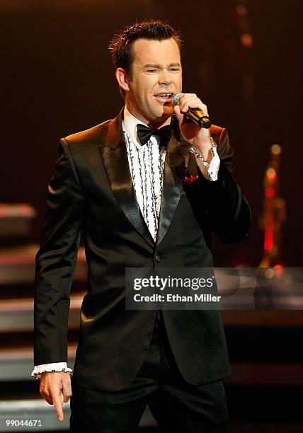Singer Phil Burton of Human Nature performs after announcing a two-year extension of the Australian vocal group's headline show, "Smokey Robinson...