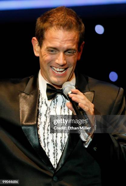 Singer Toby Allen of Human Nature performs after announcing a two-year extension of the Australian vocal group's headline show, "Smokey Robinson...