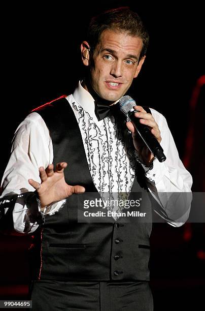 Singer Toby Allen of Human Nature performs after announcing a two-year extension of the Australian vocal group's headline show, "Smokey Robinson...