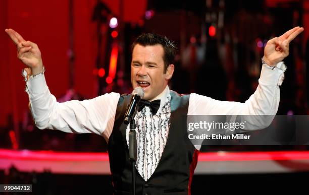 Singer Phil Burton of Human Nature performs after announcing a two-year extension of the Australian vocal group's headline show, "Smokey Robinson...