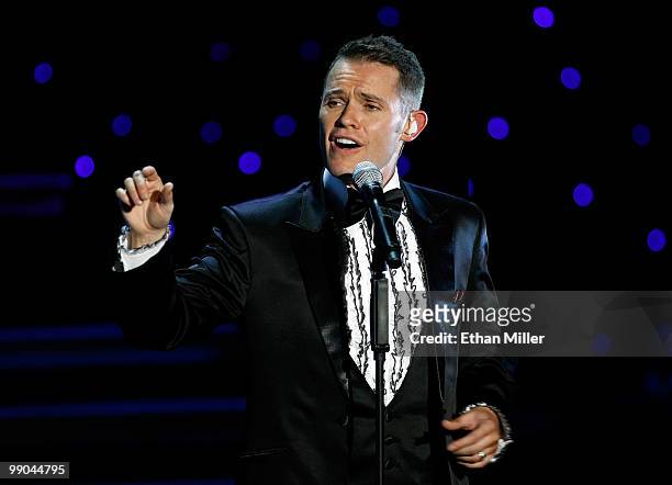 Singer Michael Tierney of Human Nature performs after announcing a two-year extension of the Australian vocal group's headline show, "Smokey Robinson...
