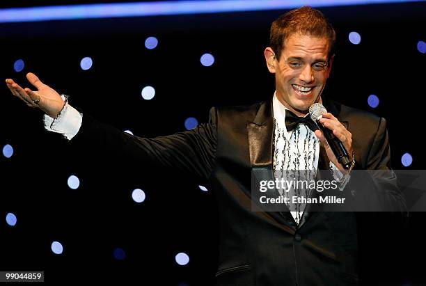 Singer Toby Allen of Human Nature performs after announcing a two-year extension of the Australian vocal group's headline show, "Smokey Robinson...