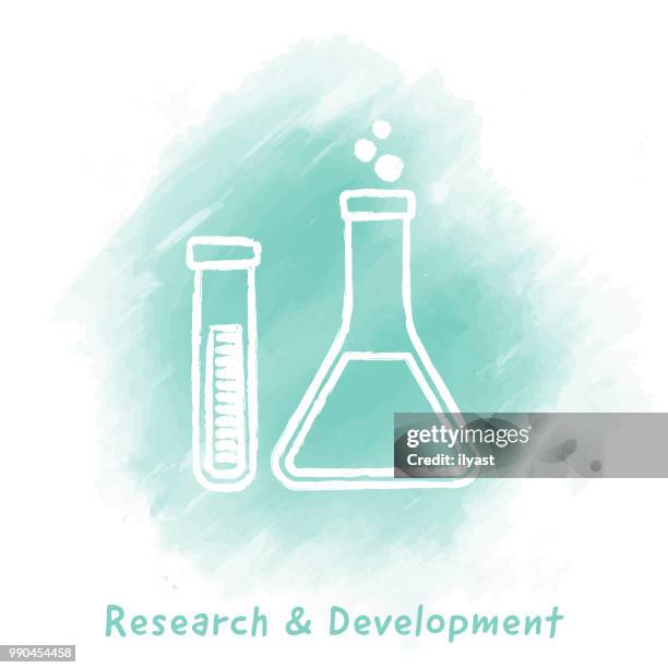 research & development doodle watercolor background - water testing stock illustrations